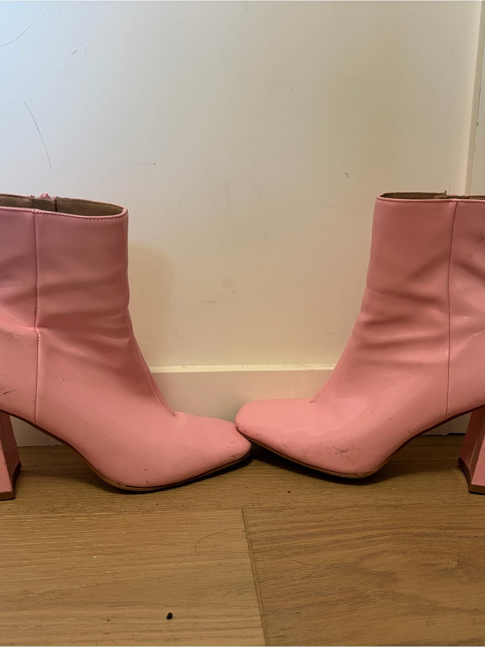 Steve Madden Pink Square Toe Block Heel Ankle Boots